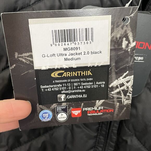 NWT Carinthia G-LOFT Ultra Black Jacket 2.0 Men's MEDIUM Lightweight Packable - Picture 14 of 16